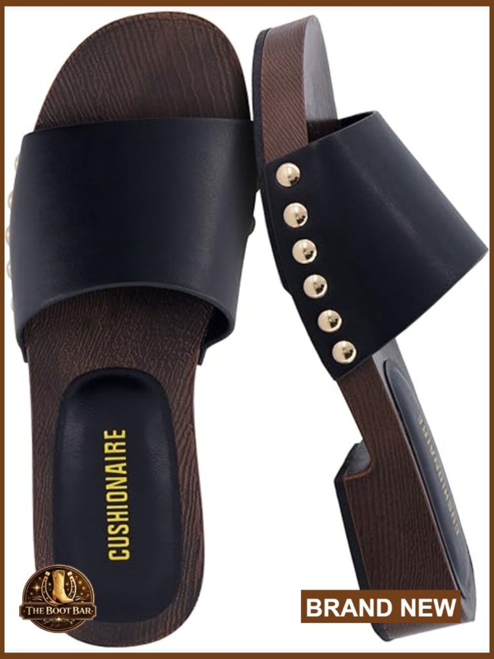 Suede Slide Sandals with Studded Detail
